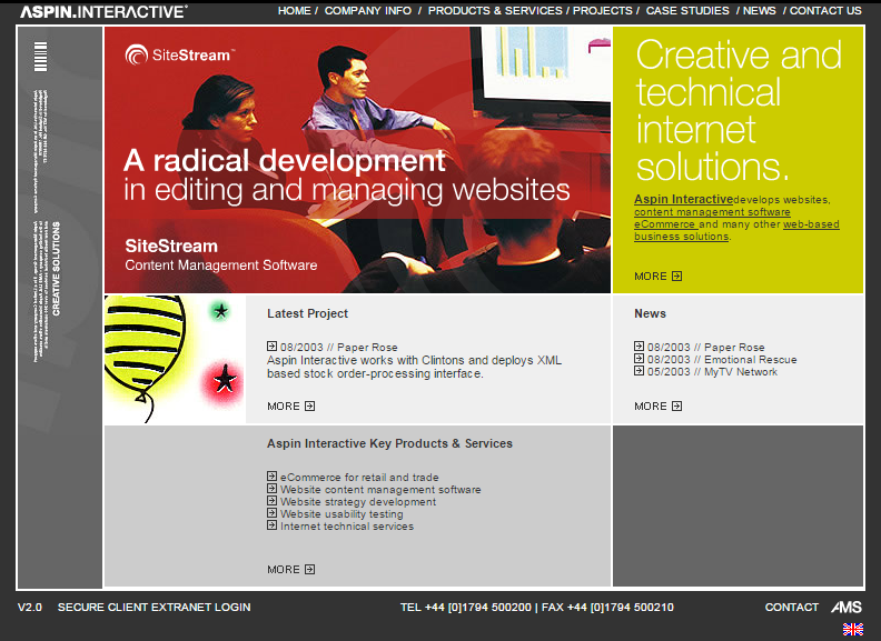 2003 Aspin Interactive homepage